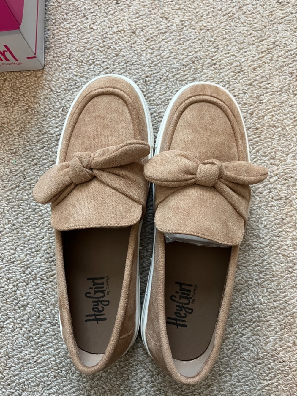 Corkys Suede Bow Loafers in Camel Brown 8 - Picture 3 of 6